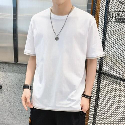 Summer Fashion Casual Plain Color T-Shirt Harajuku College Style All-Match Solid Color Clothes High-Quality Hip-Hop Streetwear