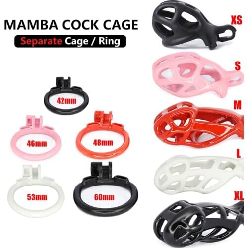 Separate Mamba Cock Cage Accessories Extra Cage and Base Ring Penis Sleeve Plastic Chastity Device Toys