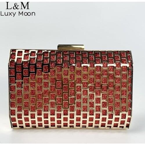 Metal Hollow Out Clutch Purse Wedding Women Evening Bag Retro Party Dinner Chain Luxury Designer Handbag Shoulder MessengerX589H