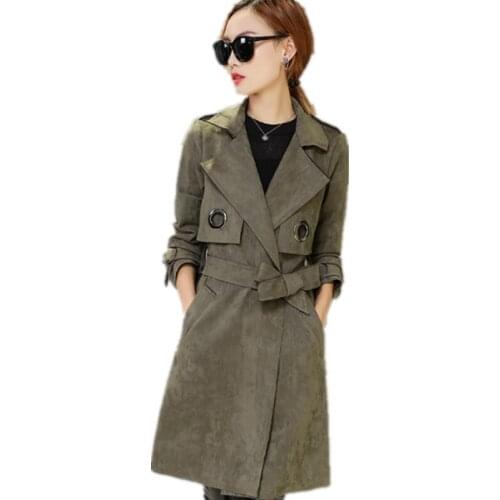 Fashion Army Green Windbreaker Women Outwear Coat Female Spring Autumn European Trench Coat Para As Mulheres Womens Coat A291