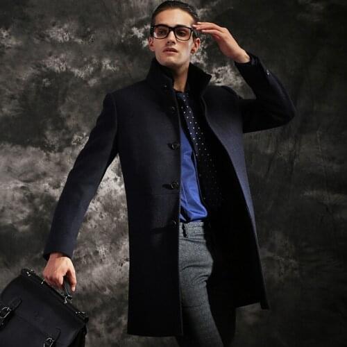 New Winter high-end mens jacket business casual warm coat Plus wool coat long Overcoat Windbreaker mink Fur collar Removable