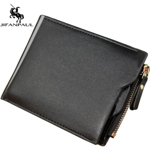 JIFANPAUL 2020 New Mens zipper wallet short paragraph multi-function card wallet horizontal wallet men mens wallet men