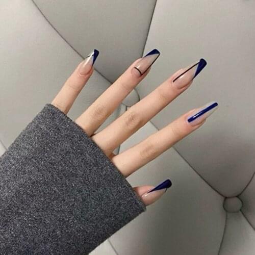 24pcs false nails matte Green Nails Patch Glue Type Removable Long Paragraph Fashion Manicure False Nails Patch Gifts for Girls