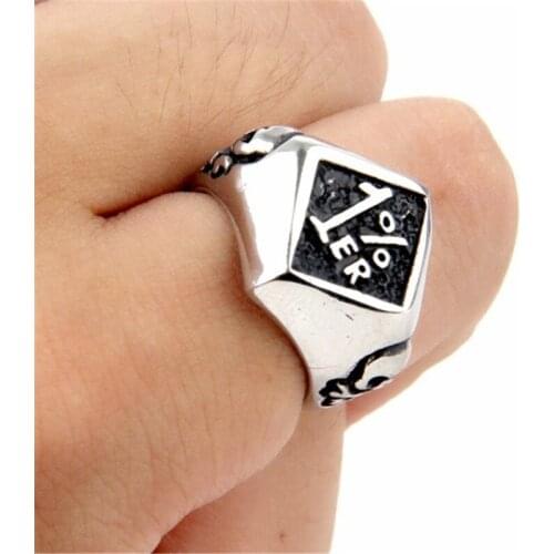 New 1%er One Percenter Biker Motorcycle Club Skull Stainless Steel Ring For Men