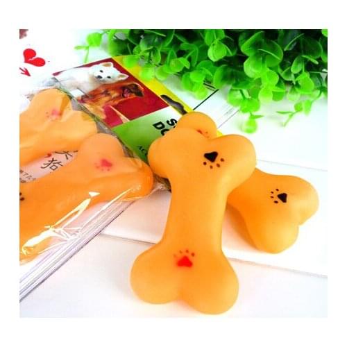 New 1 PCS Pets Dogs Toys Solid Silicone Elastic Bone Puppy Sound Squeak Chewing Toys Faux Bone Toys For Dog