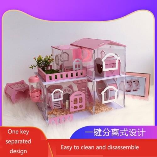 Tray hamster cage transparent Golden Bear house hedgehog nest ferret double villa Dutch pig luxury apartment Mini rabbit house