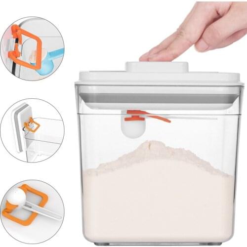Portable Transparent Alright Storage Box Square Plastic Sealed Canister Storage Tank Airtight Milk Powder Box Kitchen Food Saver