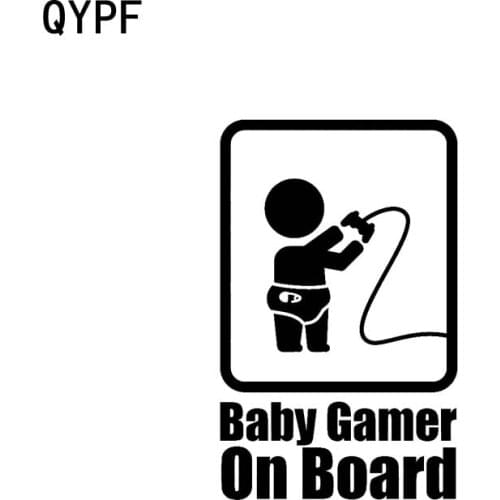 QYPF 7.9CM*12.7CM BABY GAMER ON BOARD Vinyl Car Decal Funny Sticker Black Sliver C14-0128