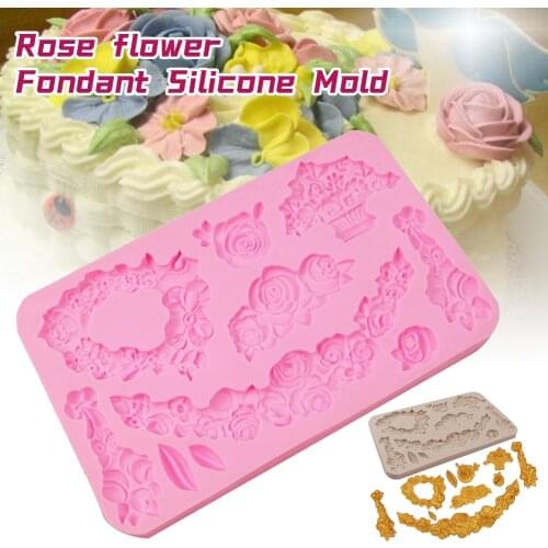 Rose Frame Sugar Craft Chocolate Mould Tool Fondant Cake Vintage Mold Silicone