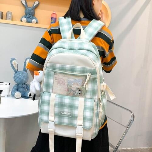 2021 Harajuku Style Fashion Childrens Backpack Cute Doll Pendant Schoolbag For Girls Nylon Large Capacity Waterproof Backpacks
