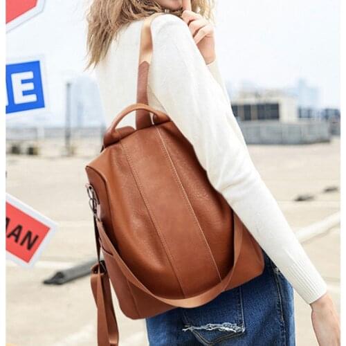 Quality Leather Anti-thief Women Backpack Large Capacity Hair Ball School Bag for Teenager girls Male Travel Bags