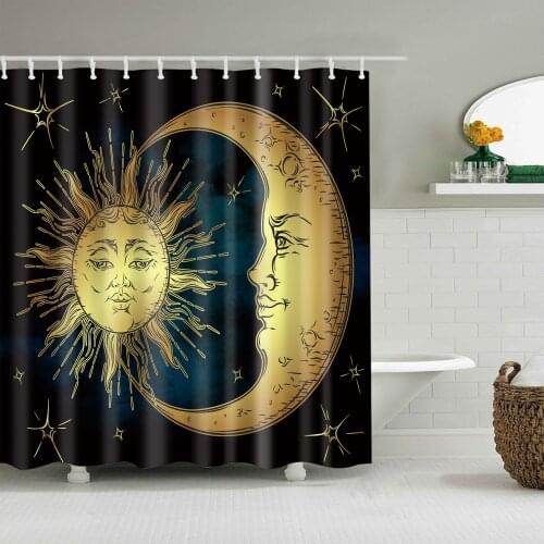 Polyester Shower Curtain Abstract Mandala moon and star bathroom curtain Landscape bath curtain cortinas para bano