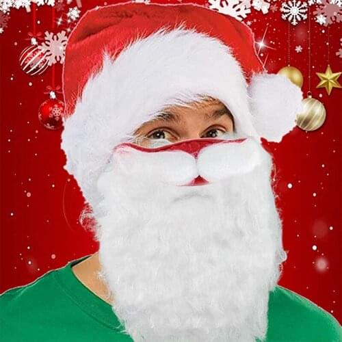 Adult Funny Cosplay Santa Claus Mask Face Fabric Beard Xmas Plush Gift Shield Props Party Masks Christmas Decor New