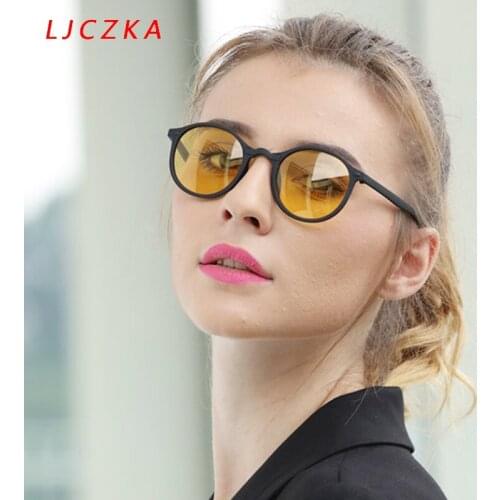 Night Vision Sunglasses For Driving Men Yellow Anti Glare Lens Goggles Male Vintage Round Glasses Driving Eyeglasses Female