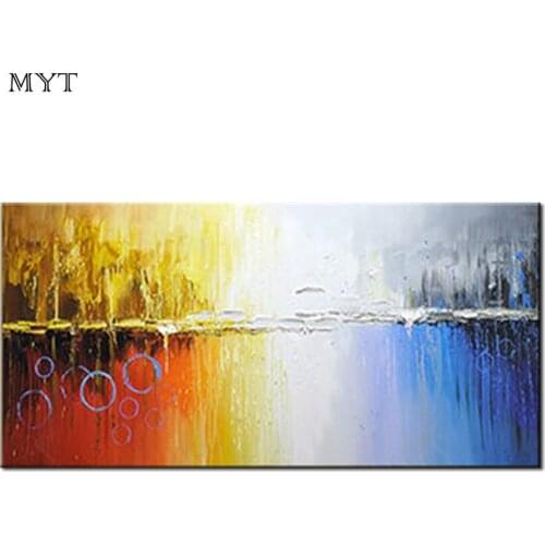 Modern colorful abstract palette knife Oil painting on canvas Lakeside for wall decor Handmade abstract oil painting home decor