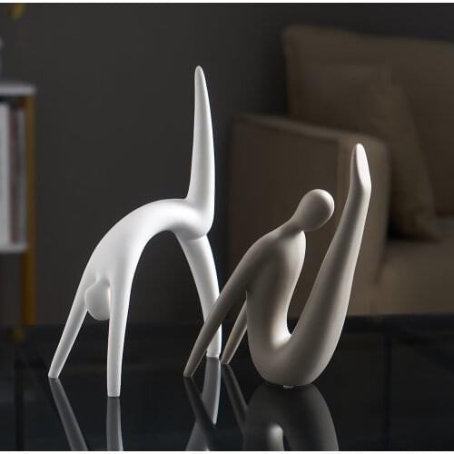 Modern Home Decoration Ceramic Ornaments for Creative Abstract Yoga Dance Home Decoration Accessories for Living Room Home Decor