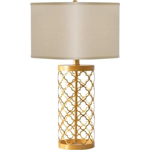 Modern Real Brass Table Lamps White Fabric Lampshade Nordic Luxury Model Room Bedroom Bedside E27 LED Desk Lights New Arrival