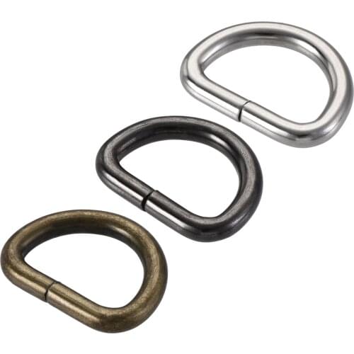 Uxcell Metal D Ring 0.79"(20mm) D-Rings Silver Tone, Bronze Tone, Black(Total 15pcs)