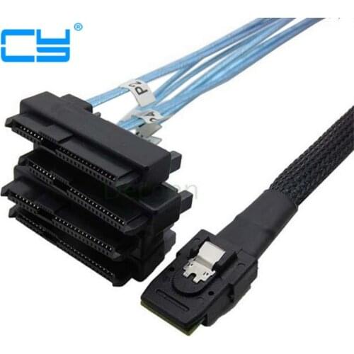 Internal 36 Pin Mini SAS SFF-8087 Host to 4 SFF-8482 Target SAS Hard Disk and SATA Power Cable 100cm