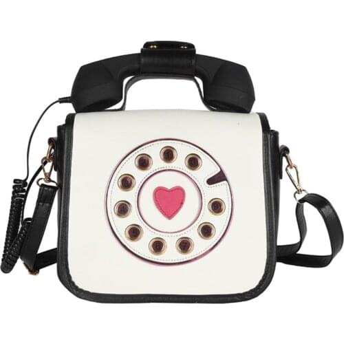 066F Telephone Shaped Crossbody Bag for Women Fashion Shoulder Bag Handbag with PU Leather Messenger Top-Handle Handbags