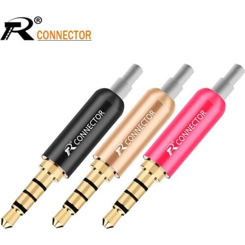 20pcs Aluminum 3.5mm Jack 4Pole Gold-plated Earphone Adapter with Tail plug clamps Cable clip For DIY Stereo Headset Earphone