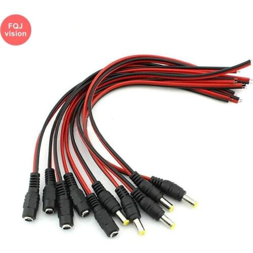 20 Pieces/Lot 2.1x5.5mm Male Female Plug 12V DC Power Pigtail Cable Jack For Cctv Camera Connector Tail Extension 12V DC Wire