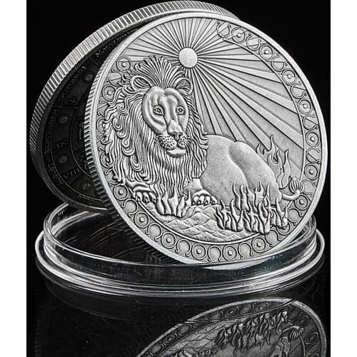 2020 Constellation Leo Lion 12 Zodiac Antique Silver Plated Coin/Badge Metal Craft Collection