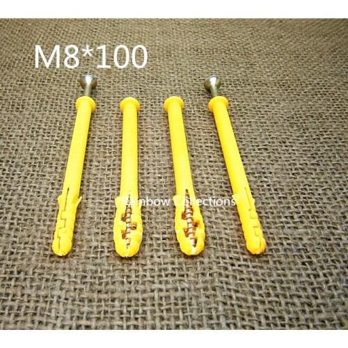 30set/lot M8*100 Plastic Expansion Tube With Galvanized screws for wall tiles fixed high quality Expansion Anchor