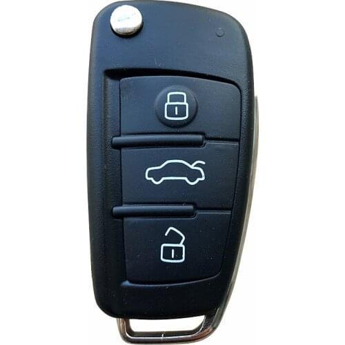 Folding Flip 3 Button Car Remote Key Shell For Audi Q7 A3 A4 A6 A6L A8 TT Uncut HU66 Blade Fob Case Replacement