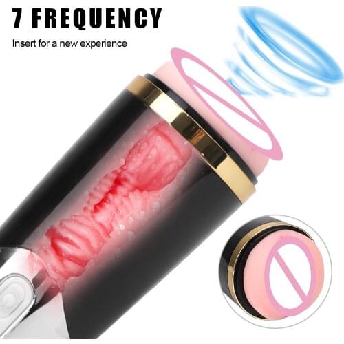 Erotic Sex toys 18cm Deep for Men Male Masturbator Mute Strong Vibration Electric Mastubation Cup 7 Frequency Pulse Vibrating