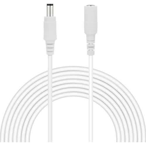White Color DC 12V Extension Cable 0.5M 1M 2M 3M 4M 5M 6M 7M 8M 10M 5.5mm*2.1mm Power Cord Extend Wire For CCTV Home Appliance