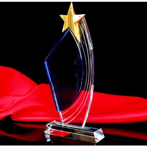 CHINA WANGYIRUO Sail Star Shape Crystal Trophy Customized Or Words Glass Sports Souvenirs Trophy League Cup Competition Award