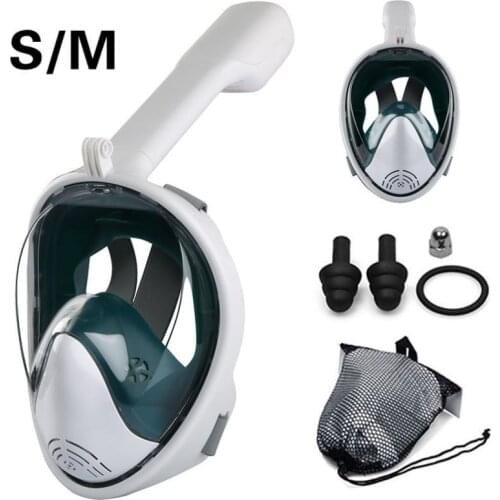 Snorkeling Three Pieces Mask Full Face Snorkeling Anti-Choked Face Mirror Full-Dry Breathing Tube Adult Diving Swimming