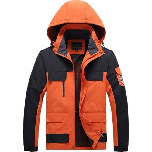 Men‘s Waterproof Windproof Hooded Outdoor Sports Jacket Couples Camping Hiking Coat Climbing Windbreaker Male Plus Size M-8XL
