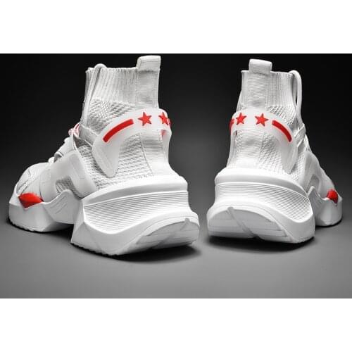 2020 Fashion Hot Sale High-top Light Mens Casual Shoes Fashion Platform Sneakers Breathable Male Thick-soled Chunky Socks Shoes