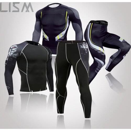 Mens Thermal Long Underwear Series Compression Shirt Sportswear Quick-Drying Running Clothes Jogging Training Gym Fitness