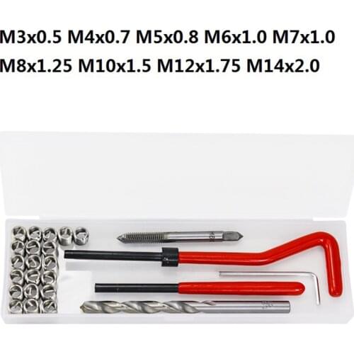 Thread Repair Tool Kit M3/M4/M5/M6/M7/M8/M10/M12/14 for Restoring Damaged Threads Spanner Wrench Twist Drill Bit Kit