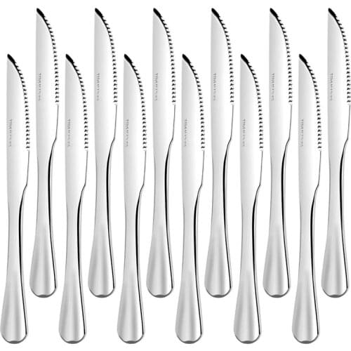 HOT Steak Knives, Heavy-Duty Stainless Steel Steak Knife Set Of 12 For Chefs Commercial Kitchen Great For Bbq Weddings Dinners
