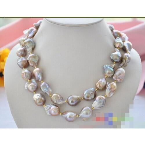 CBH53 36" 28mm pink lavender baroque KESHI REBORN PEARL NECKLACE