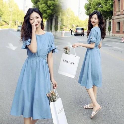 Summer New Slim French Dress Women High waist Dresses Ladies Elegant Vintage A-line Dress Women Sexy O-neck Short Sleeve Dress