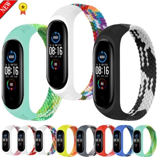 Bracelet Latest style Braided Loop Straps For Xiaomi MI Band 5 Fabric Elastic belt Wrist Strap For pulseira correa Mi band 4 3