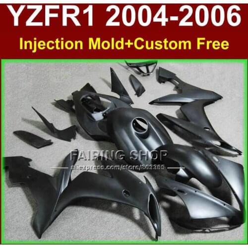 Custom free ABS Injection mold cheap fairings kits for YAMAHA R1 2004-2006 YZFR1 YZF1000 YZF 04 05 06 matte black fairing kit