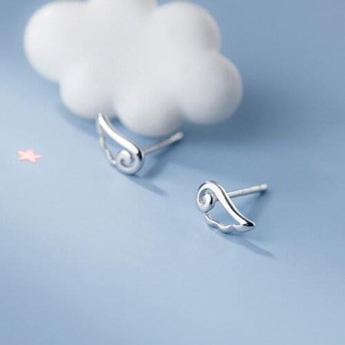 Real 925 Sterling Silver Hollow Wing Stud Earrings For Fashion Women Party Hiphop Fine Jewelry MInimalist Accessories
