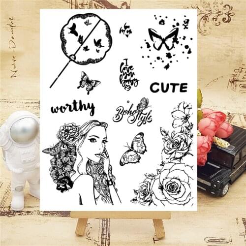 14*18CM Butterfly Transparent Clear Stamps / Silicone Seals Roller Stamp For DIY Scrapbooking Photo Album/Card Making