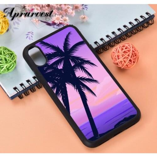 Aprarvest Palms Beach Silicone Rubber Phone Case Cover For iPhone 6 6S 7 8 PLUS X XS XR 11 12 MINI PRO MAX