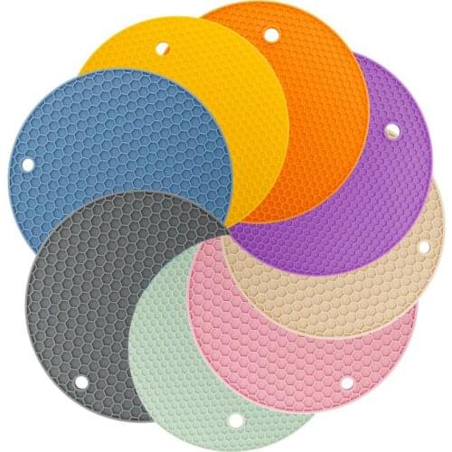 17.8 Cm Round High Temperature Resistant Honeycomb Silicone Heat Insulation Pad Placemat Coaster Anti-scald Non-slip Table Mat