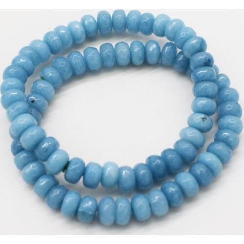 Blue jade roundel faceted roundel 8*4mm bracelet 7.5inch FPPJ wholesale beads nature