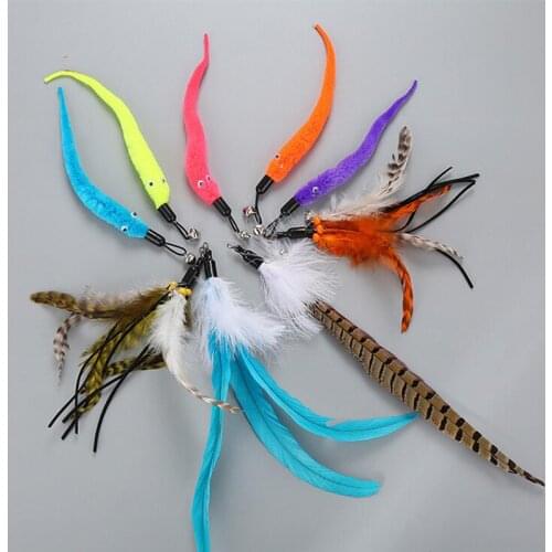 Cat Replaceable Feather Head Wand Toys Teaser Retractable Cat Stick For Pet Kitten Coloful Interactive Pet Products Random Color