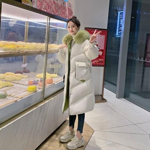 Loose Winter Down Jacket Women 2021 New Cotton Padded Jackets Parkas Casual Thick Warm Clothes Hooded White Long Coats Y354