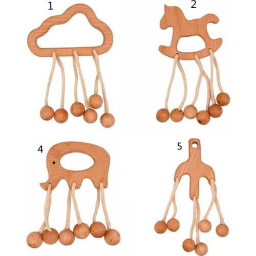 Cute Animal Shaped Stroller Hanging Accessories Early Educational Toys Bed Around Hanging Supplies Wood Made